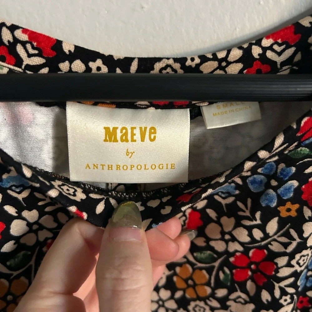 Maeve by Anthropologie Cap Sleeve Floral Print Tie Waist Back Wrap Blouse - Picture 10 of 14